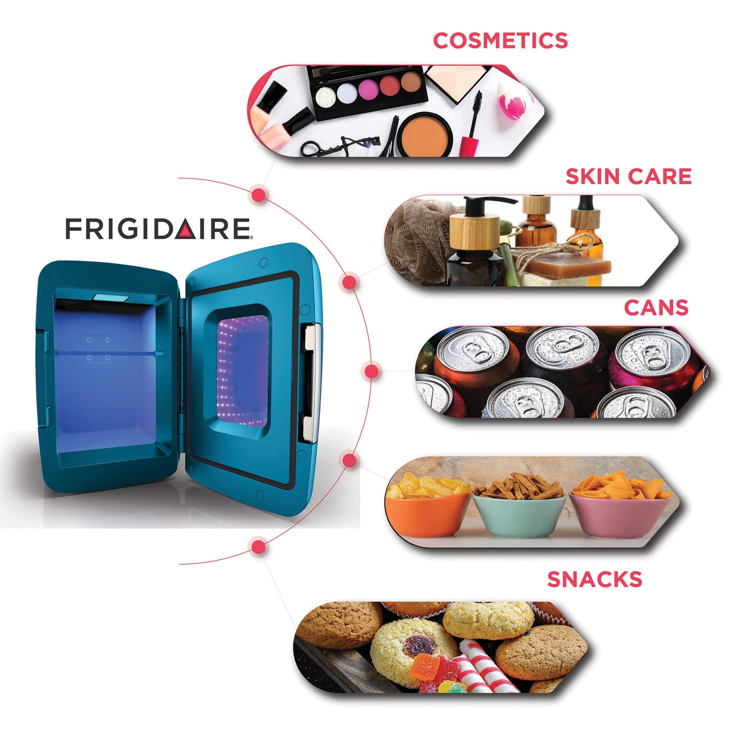6-Can Retro Gaming Light-up Portable Beverage Mini Fridge (Blue), EFMIS179-BLUEPT