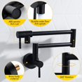 thumbnail image 3 of Kede Matte Black Pot Filler, Pot Filler Faucet Wall Mount, Brass Folding Stretchable with Double Joint Swing Arm Single Hole Two Handles Kitchen Restaurant, 3 of 4