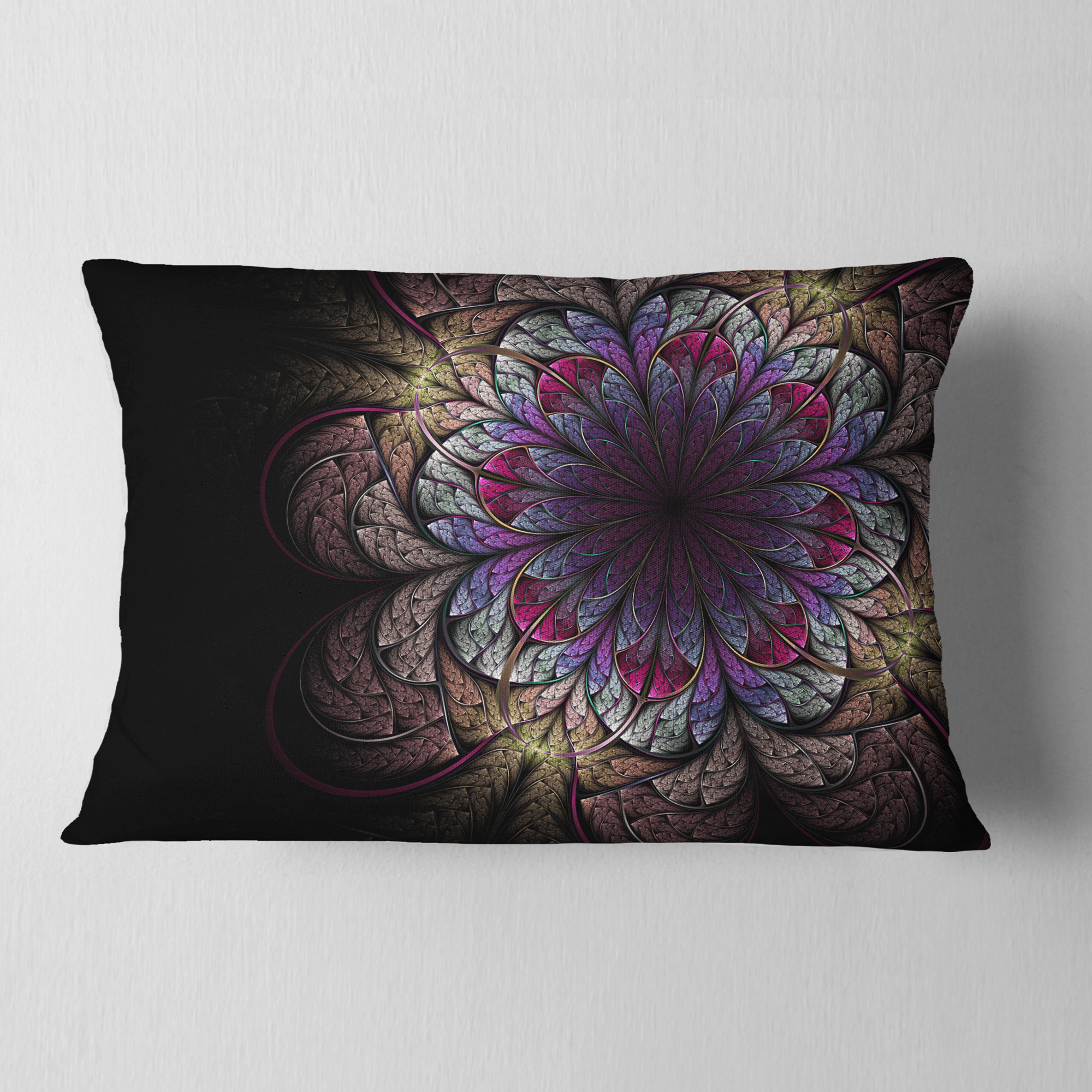 Designart 12" x 20" Black Polyester Throw Pillow