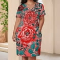 thumbnail image 3 of Coral Floral Watercolor Pattern Design Summer Dresses for Women Beach Boho, 3 of 5