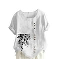 thumbnail image 2 of HongQid Womens Embroidered Tops Casual Summer Boho T Shirts Loose Fit Short Sleeve Linen Floral Blouses, 2 of 5