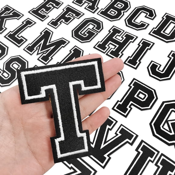 [Iron-On Letter Patches] 26 Fully Embroidered Iron-On Varsity Letter Patches (A to Z) for Apparel, Jackets, Bags, Hats - 3.1" Size