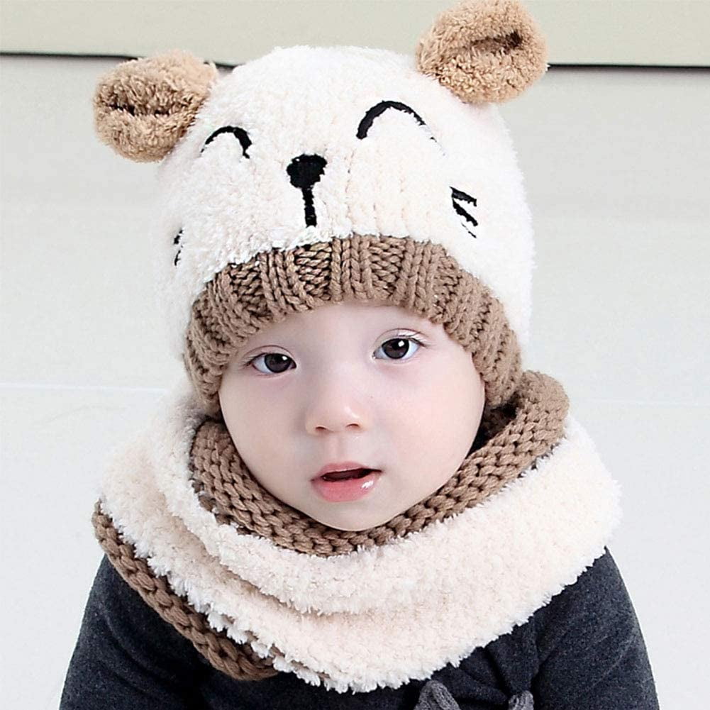 Chapeau Echarpe Garcons et Ensemble de Gants 3 PCS Bebe Tricot Chapeau Echarpe Hiver Bonnet Chaud Chapeau avec Cercle Arc Echarpe Gants pour Enfant Bebe Garcon Fille Walmart