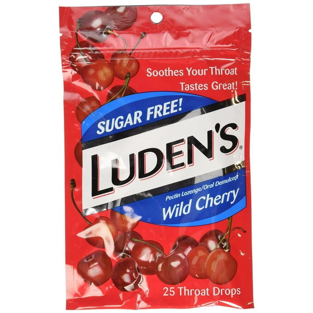 3 Pack Luden's Throat Drops, Sugar Free, Wild Cherry 25 Each Walmart