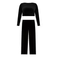 thumbnail image 5 of ELOQUII Elements Women's Plus Size Velvet Wide Leg Pants and Wrap Front Crop Top Set, 2-Piece, 5 of 5