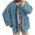 thumbnail image 1 of KIHOUT Veste Chaude Automne Hiver pour Femmes Décontractée Couleur Unie Manches Longues Sherpa avec Poches, 1 of 5