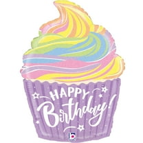 Pastel Cupcake Holographic Balloon 27"