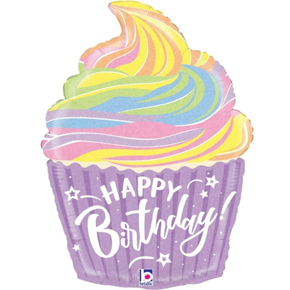 Pastel Cupcake Holographic Balloon 27"