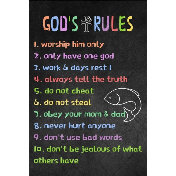 Noete Ten Commandments Metal Tin Sign Religious Bible Verse Decor for Kids Room, Nursery or Sunday School Inspirational Christian Scripture Print 8x12 Inch