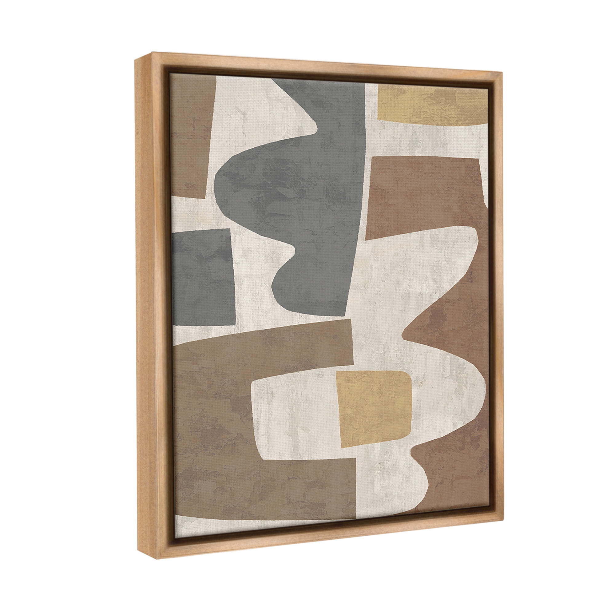 Stupell Industries Modern Geometric Boho Abstract Painting Brown Floater Framed Canvas Art Print Wall Art, 25 x 31
