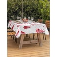 thumbnail image 2 of Outdoor Tablecloth with Umbrella Hole and Zipper, Christmas Tree Rectangle Table Cloth 52x70 Inch Waterproof Tablecloth, Xmas Red Cartoon Tree Snowflakes Country Picnic Table Cover for Patio Camping, 2 of 7