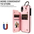 thumbnail image 3 of Feishell for iPhone XR Back Flip Wallet Case with ID Credit Card Slots & Metal Ring, Premium PU Leather Shockproof Magnetic Buckle Flip Kickstand Phone Case for Women Men,Rosegold, 3 of 10
