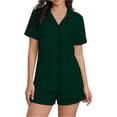 thumbnail image 1 of Womens Casual Rompers Summer Short Sleeve Polo V Neck Button Down Loose Fit Short Jumpsuits with Pockets, 1 of 5