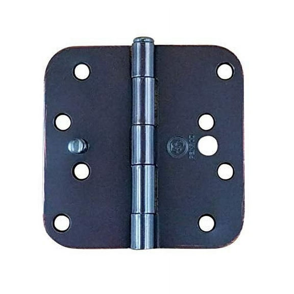 Security Door Hinges - Oil Rubbed Bronze - 4" Inch with 5/8" Radius - Security Tab - 3 Pack