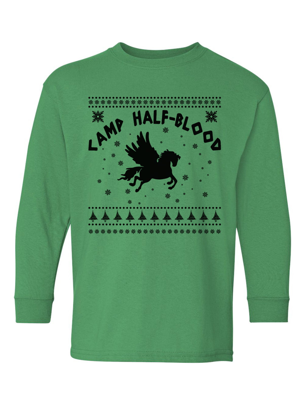 Ugly Christmas Long Sleeve Shirt for Kids Youth Boys Girls Xmas Camp Half Blood Shirt