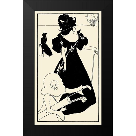 Beardsley, Aubrey 10x14 Black Modern Framed Museum Art Print Titled - Design for a golf card 1920
