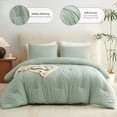 thumbnail image 4 of CozyLux Sage Green Comforter Set Queen Size, 3 Pieces Solid Breathable Quilted Style Bedding Sets, Luxury Fluffy Soft Microfiber Comforter for All Season(1 Comforter & 2 Pillowcases), 4 of 4