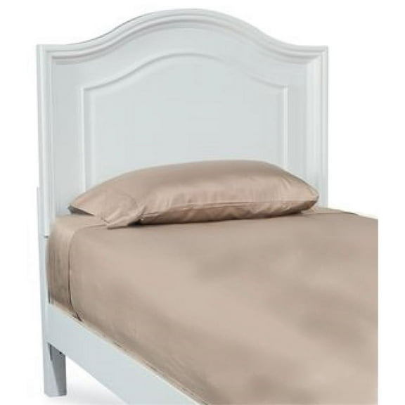 Maklaine Traditional Twin Panel Arched Headboard in White Finish Wood