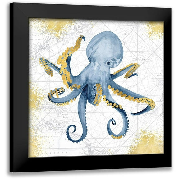 Reed, Tara 12x12 Black Modern Framed Museum Art Print Titled - Deep Blue Sea VI White Gold