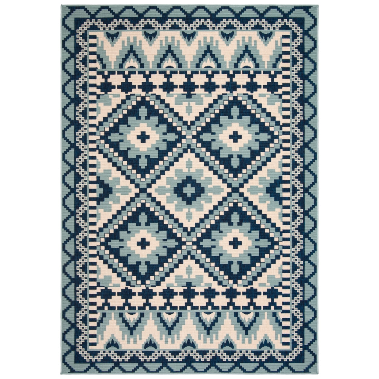 SAFAVIEH Veranda Johann Southwestern Indoor/Outdoor Area Rug, 6'7" x 6'7" Square, Turquoise/Blue