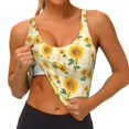 thumbnail image 3 of Fotbe Yellow White Plaid Sunflower Sujetador Deportivo Largo sin Aros para Mujer con Almohadillas y Soporte Medio, Transpirable y Absorbente, Camiseta Tipo Chaleco o Tank Top-Medium, 3 of 8
