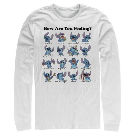 Men's Lilo & Stitch How Are You Feeling  Long Sleeve Shirt White X Large