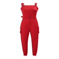 thumbnail image 3 of Salopette Décontractée Extensible Ajustable pour Femmes, Col Carré, Pantalon Long avec Poches, Jaune 2TG, 3 of 8
