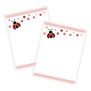 Ladybug Stationery Set Paper Letterhead Miraculous Stationary 8.5x11 75 pack Floral Nature Outdoor for Thank You Writing Journaling Bulk Memo Pad A1 Size
