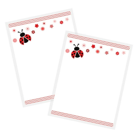 Ladybug Stationery Set Paper Letterhead Miraculous Stationary 8.5x11 75 pack Floral Nature Outdoor for Thank You Writing Journaling Bulk Memo Pad A1 Size