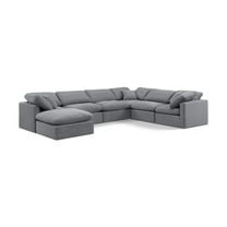 Meridian Furniture Indulge 193.5" Velvet U-Shaped Modular Sectional in Gray