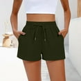 thumbnail image 2 of Cotton Shorts Summer Casual Soft Lounge Short Pants for Women with Pockets Drawstring Elastic Waist Sweatshorts (M, Army Green), 2 of 7
