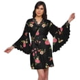 thumbnail image 1 of Moomaya Robe Courte Imprimée pour Mariée Préparation Manches Cloche Peignoir Femmes Enveloppe, 1 of 6