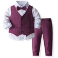 thumbnail image 3 of WOYY Boys Formal Suit Long Sleeve Shirt Waistcoat Pants Bowtie Wedding Party Outfits Children's Clothes Sets, Sizes 4-5, 3 of 8