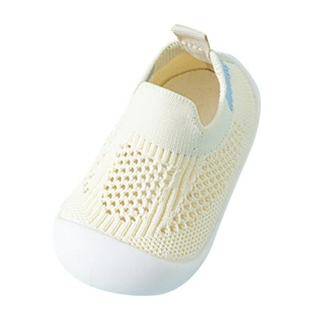 Futezty Toddler Shoes for Boys Girls Baby Kids Slip on Walking Shoes Breathable Sock Shoes Lightweight Soft Sneakers(Yellow 3.5 Toddler)