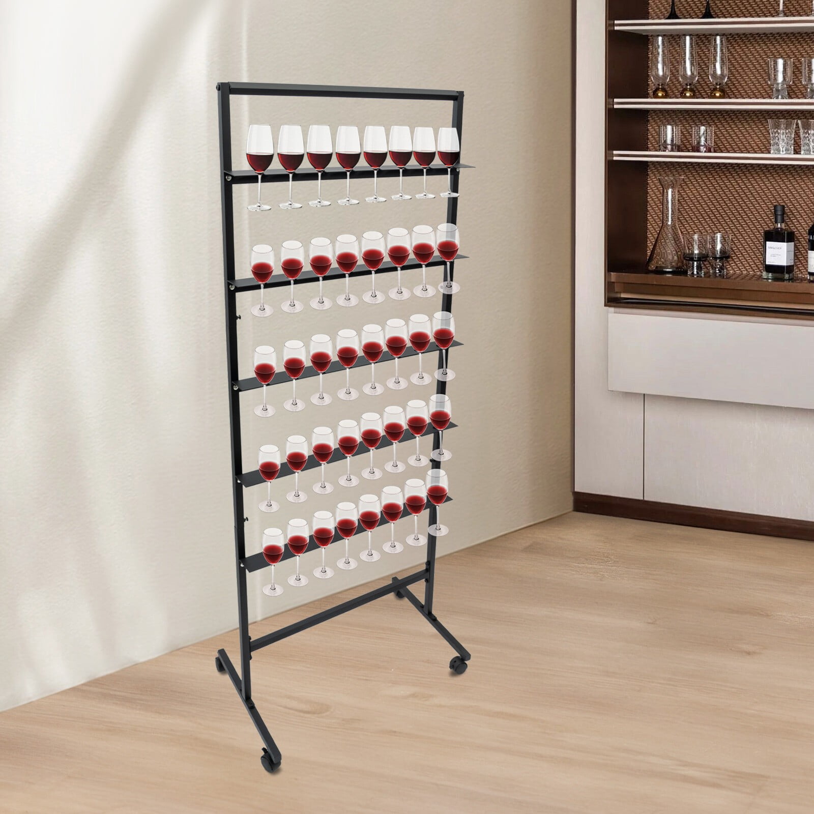 5-Tier Metal Champagne Flutes Display Stand, Champagne Wine Glass Holder for Wedding Occasions, Parties