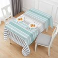thumbnail image 6 of Aqua Gray Stripes Table Cloth Waterproof Tablecloths, Minimalist Gradient Lines Aesthetic Tablecloth Dining Table Cover for Kitchen Party Tabletop Outdoor, Rectangle Tablecloth 60x120 Inch, 6 of 9
