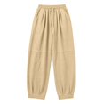 thumbnail image 4 of Women's Harem Pants Lightweight Loose Fit Drawstring Waist Side Pockets Cuffed Ankle Casual Summer Lounge Trousers, 2XL, 4 of 7