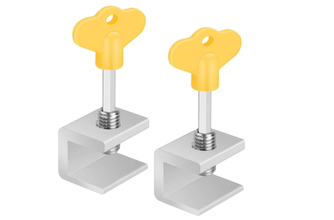 2 Sets Adjustable Sliding Window Locks Stop Aluminum + plastic Door