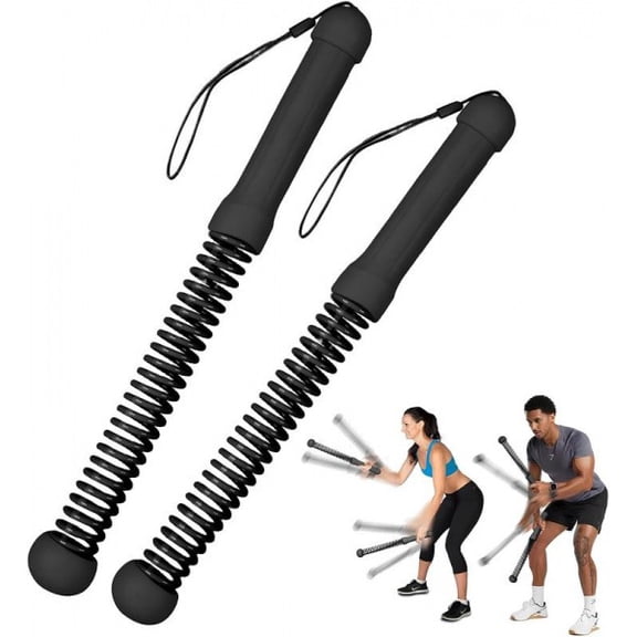 Cordless Battle Rope Fitness Bar, High-Frequency Vibration Training Stick, Portable Full-Body Workout Equipment for Core Arms Legs, Durable Spring Exercise Bar for Home Gym Travel