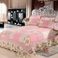 vctops 3 Piece Embroidered Floral Quilted Bedspread Quilt Set 100