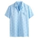 thumbnail image 1 of Camisas Para Hombre Casual Top de camisa de manga corta con solapa y hebilla de impresión digital 3D de moda y ocio para hombre (Sky Blue, 4XL), 1 of 3