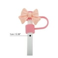 thumbnail image 2 of Unique Bargains 4 Pcs Bow Straw Cover Cap for Office Pink Silicone, 2 of 5