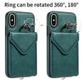 thumbnail image 3 of Allytech iPhone X/ iPhone XS Case with Ring Holder & Shoulder Strap, Retro PU Leather Cards Slots Kickstand Detachable Lanyard Shockproof Wallet Case Cover for Apple iPhone X/ iPhone XS - Green, 3 of 14