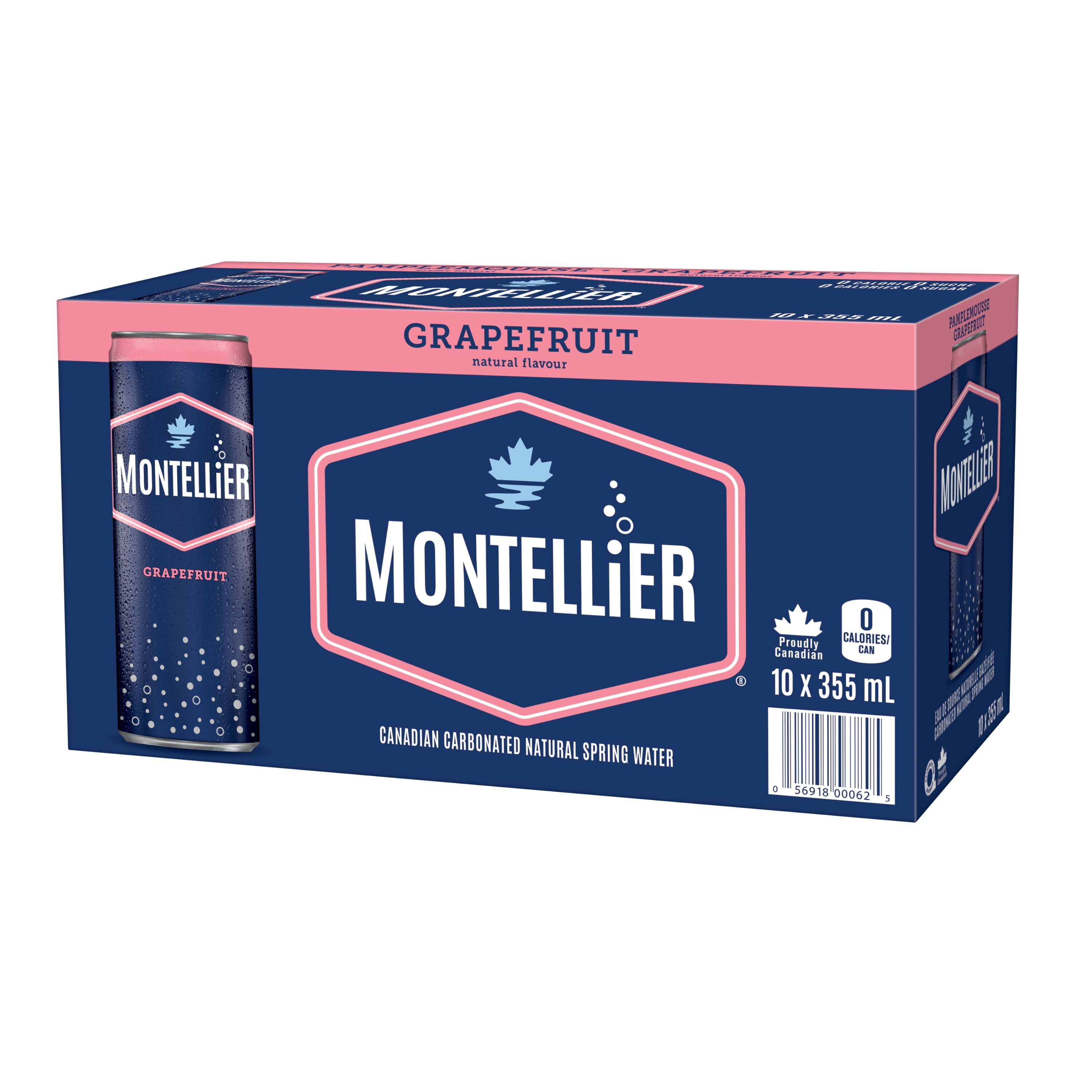 Montellier Eau de source naturelle au pamplemousse 10 x 355 mL, Canettes 10 x 355 mL