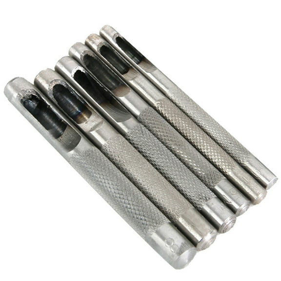 DECOMELODY 6Pcs Hole Punchers Carbon Steel Silver For Clothing Production Round Hollow Punch
