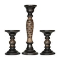 thumbnail image 2 of Handmade Traditional Dark Polish Eco-friendly Handmade Mango Wood Set Of Three 6",15" & 6" Pillar Candle Holder for use, Living Room, Dinning Room, Study Room, Spa, Restaurants, Place Of Worship, etc, 2 of 4