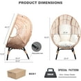 thumbnail image 4 of CHINNLUU Oversized Egg Chair with Thick Cushion Ergonomic Wicker Lounge Chair for Living Room, Balcony - 500lbs Capacity Indoor/Outdoor Rattan Patio Chair(Beige), 4 of 10