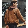 thumbnail image 5 of FLAVOR Men's Leather Flight Bomber Jacket Air Force Aviator (Large, Brown with Hood), 5 of 6