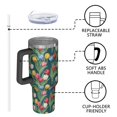 thumbnail image 4 of 40oz Pioneer Flower Floral Print Pattern Insulated Tumbler with Handle, BPA-Free Leak Proof Lid and Straws, Double Wall Vacuum, Hot 12h/Cold 34h, 4 of 6