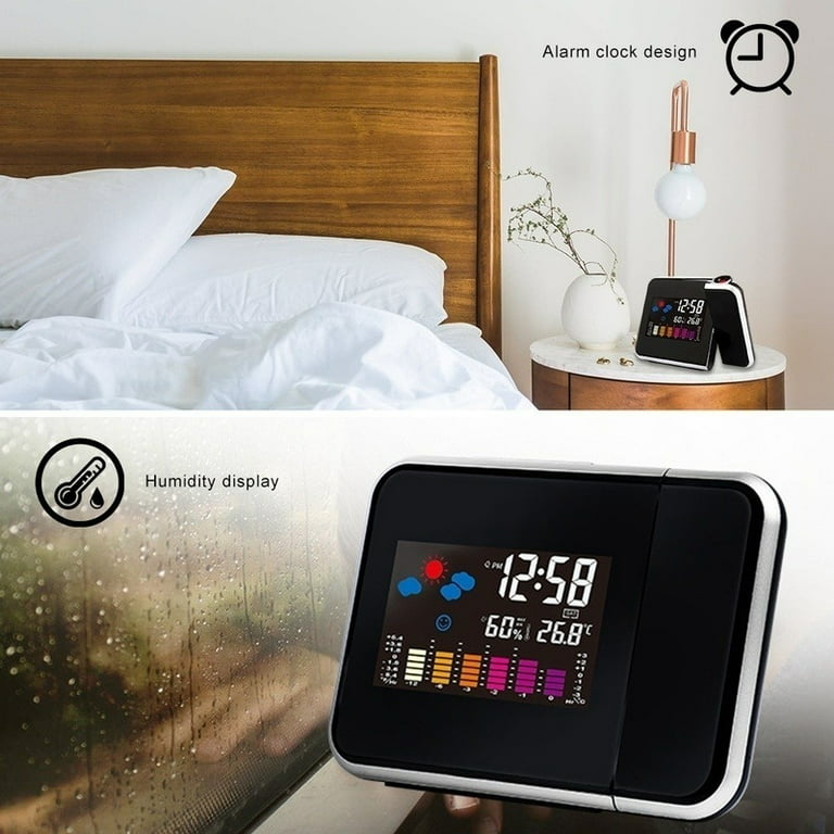  Tgoon Electric Weather Clock, Snooze Function USB Rechargeable  Multifunctional Weather Station 100-240V Calendar Humidity with LED Color  Screen for Outdoor(#2) : Home & Kitchen